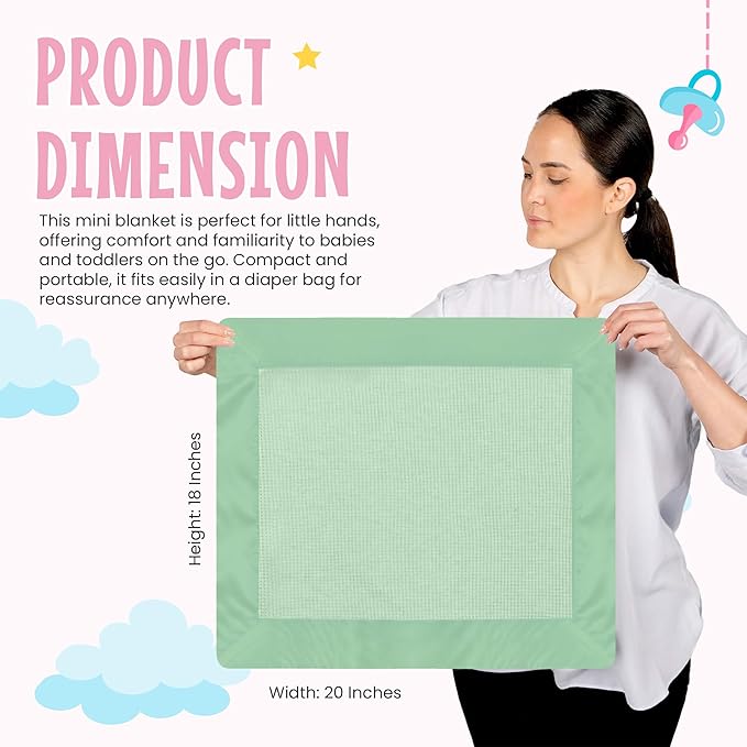 Thermal Waffle Knit Baby Blanket - Soft Breathable Mini Blanket for Newborns and Infants - Toddler Blankey for Strollers, Travel, Naptime, Nursery and More - 18" x 20" (Mint, Nylon Trim)