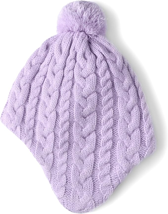 Duoyeree Kids Beanie Hat for Boys Girls Pom-pom Kint Hats Cozy Lining Winter Skull Cap