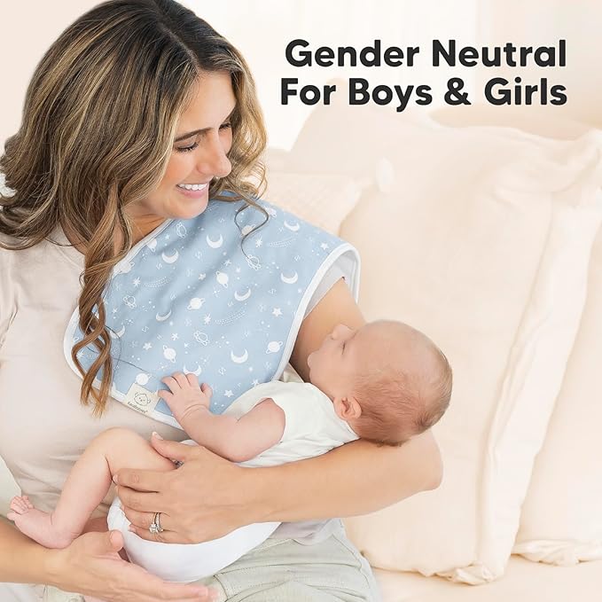 Organic Burp Cloths Baby Boy & Girl - 5-Pack Super Absorbent Cotton Burping Cloths for Babies, Soft & Plush Newborn Spit Up Rags, Infant Towels for Milk Spit Up, Unisex, Large 21" x 10"(Constellation)