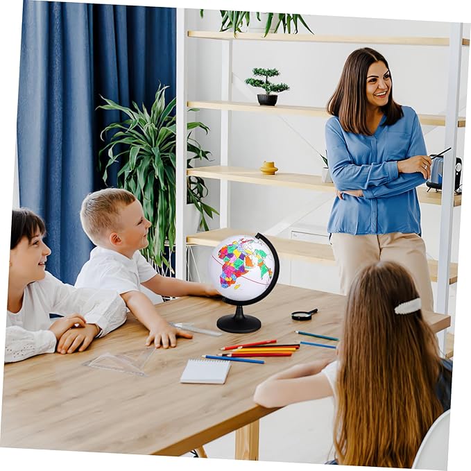 White Globes with Stand, Diy Color Your Own World Globe Blank Earth World Map Unfinished Erasable Painting Model Learning Interactive Geography