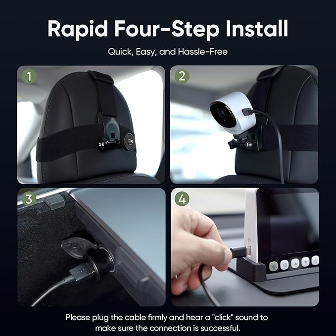 bonoch 5" 1440P Baby Car Camera - 360 Degree Rotating Wide View Backseat Rear Facing Mirror for Baby, USB Powered with Charger, Easy Setup Car Seat Monitor, Night Vision