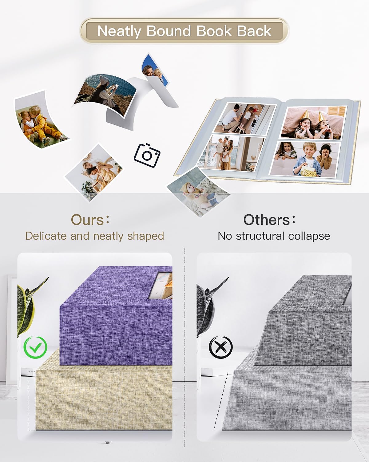 popotop Photo Album 4x6-200 Photos Photo Books with 200 Horizontal Pockets,Linen Cover Albums for Family Wedding Anniversary Baby Vacation Pictures