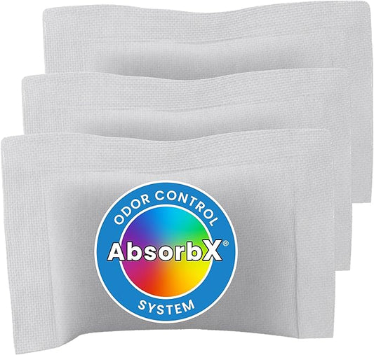 iTouchless Official Trash Can Deodorizer AbsorbX 3-Pack All Natural Activated Charcoal Odor Absorber Stops Garbage Smells, Compost Bin Filter Air Freshener for 8 Gal & Larger Trashcan with Compartment