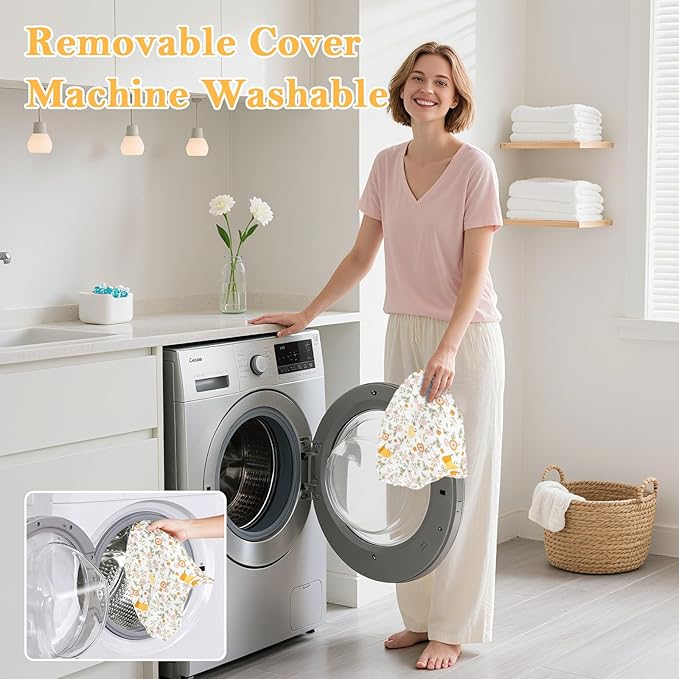 Nursing Pillow, Breastfeeding Pillow with Removable Cotton Cover, Baby Feeding Pillow for Mom Easier Breast Feeding and Bottle Feeding, Breastfeeding Support Cushion for Newborn (Flower Beige)