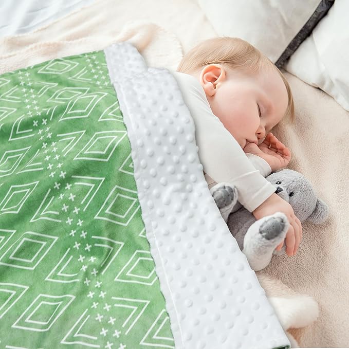 TANOFAR Baby Blankets for Unisex Boys Girls, Ultra Soft Minky Blanket with Double Layer Dotted, Breathable and Lightweight Receiving Blanket for Newborns, 30x40 Inches, Green