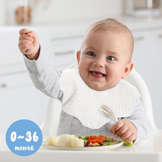 EllieHouse Baby Bibs for Girls Boys 10Pack Muslin Drool Teeth Drooling Teething Bibs Muslin Cotton for Infant Toddler