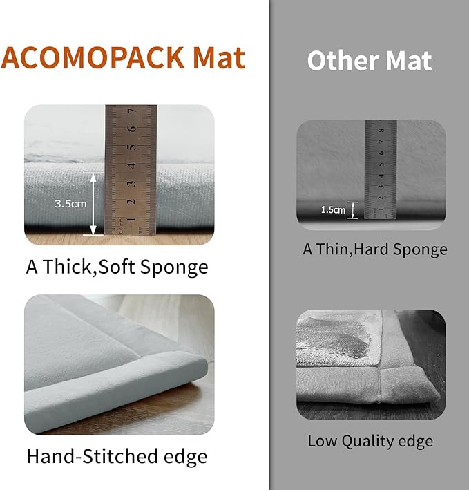 ACOMOPACK Baby Play Mat for Floor,1.3" Thick Memory Foam Area Rug for Living Room,Soft Velvet Crawling with Non-Slip Bottom for Kid,Toddler,79"×157" Tummy Time Nursery Rugs,Yoga（Light Grey）