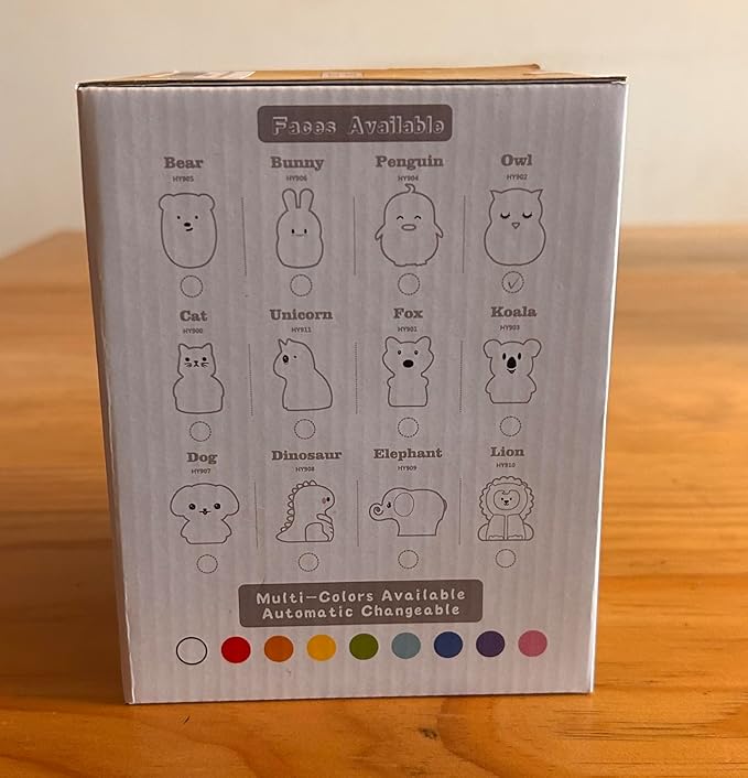 WHA&DARREN Large Owl Night Light for Kids,Cute Baby Night Light, Silicone Bedside Lamp, Sleep Lights, Eye Caring, Adjustable Brightness & Color, Time Setting, Touch+Remote Control