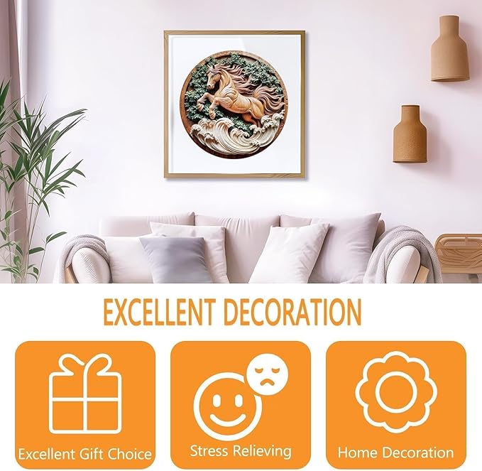 Wooden Puzzles for Adults - Flat Puzzle with 3D Visual Effect Horse Puzzle, Unique Shape Animal Wooden Puzzle, Unique Gift Ideas, Wood Puzzles Adult, Wall Art Puzzle Canvas (L-13.4*13.4in-275 Pieces)