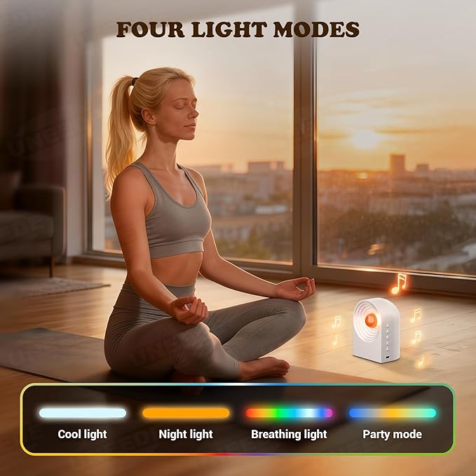 UNEEDE White Noise Sound Machine with Bluetooth Functionality, Night Light, Portable Bluetooth Speaker with Noise Canceling for Office & Sleeping, Meditation, Gathering (White)