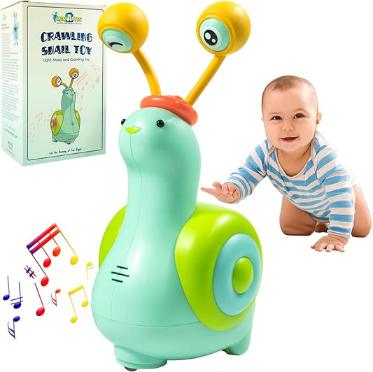 MINIARTIS Baby Crawling Toys | Musical Snail Baby Toy, Infant Tummy Time | Crawling Toys for Babies 6-12 Months | Learning Crawl and Walking | Toddler Birthday Gift for 6-36 Month Boy Girl