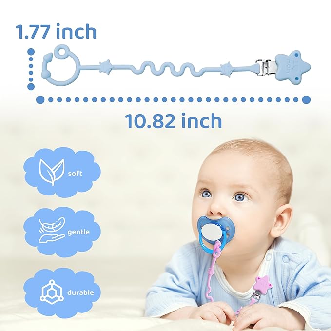 Baby Toy Strap, RTMOK Silicone Bottle Holding Clip, has 1 Toy Strap to Hold Bottles, 3 Toy Straps to Hold Any Toy, Plus 2 Free Silicone Pacifier Clips
