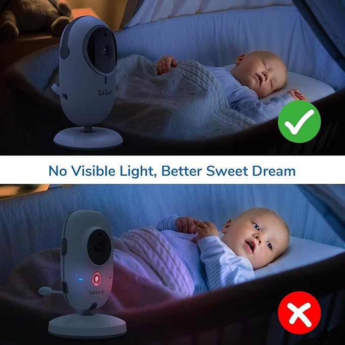 TakTark Baby Monitors with Camera and Audio, 4.3 inches, No Wi-Fi, 2 Way Audio, Night Vision, Digital Zoom, VOX Power Saving, Room Temperature, Ideal for New Parents