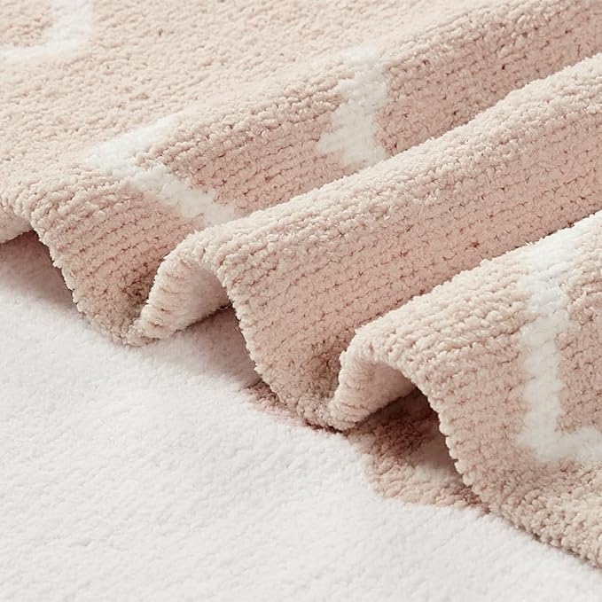 CREVENT 30"X40" Cozy Soft Warm Chenille Baby Blanket for Girls Boys, Newborn Essentials for Infant, Baby Shower Receiving Gift - Pink Heart