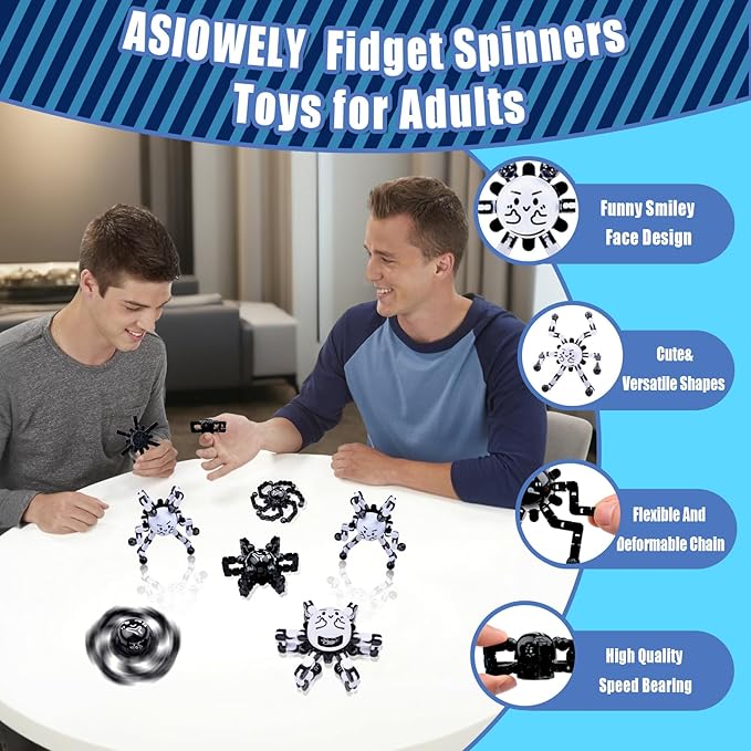 Transformable Fidget Spinners Toys for Adults and Kids,Cool Fingertip Gyros Gifts for Chrismas Birthdays Stocking Stuffers,Teens Sensory Travel Toy for Boy Girls ADHD Autism Relief Stress