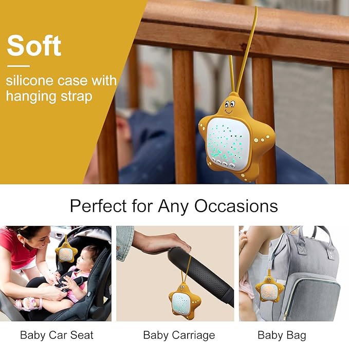 Portable White Noise Machine for Baby | Sleep Aid Music Lullaby Sound Machine with Star Projector for Nursery, Home, Travel | Gift for Infants, Toddlers, Kids