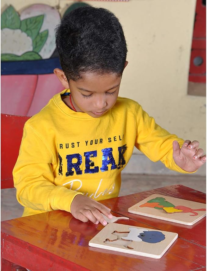 EKOPLAY’s Wooden Puzzles for Kids, 4 Piece Jigsaw Puzzle for Pre-School Kids, Learning Educational Toys Gifts for Boys Girls. Animal Puzzles Sets, Pets Dog with a Bone. Age 3+ Years.