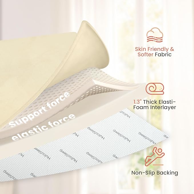 Baby Play Mat for Floor,1.3" Thick Elasti-Foam 50"×50" Playpen Mat for Tummy Time,Water Repellent Soft Coral Velvet for Toddler,Infant,Kids,Non-Slip Backing Safe for Crawling(Vanilla)