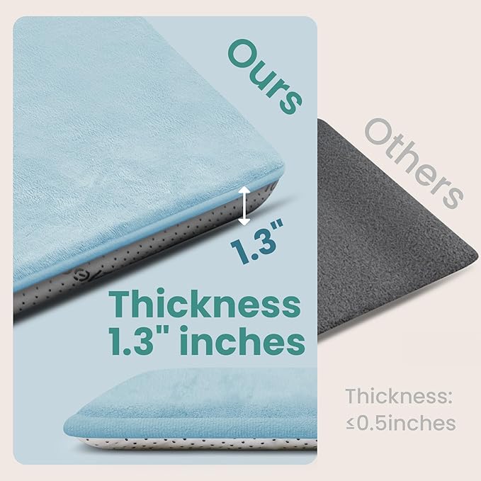 Baby Play Mat for Floor,1.3" Thick Elasti-Foam 50"×74" Playpen Mat for Tummy Time,Water Repellent Soft Coral Velvet for Toddler,Infant,Kids,Non-Slip Backing Safe for Crawling(Light Blue)