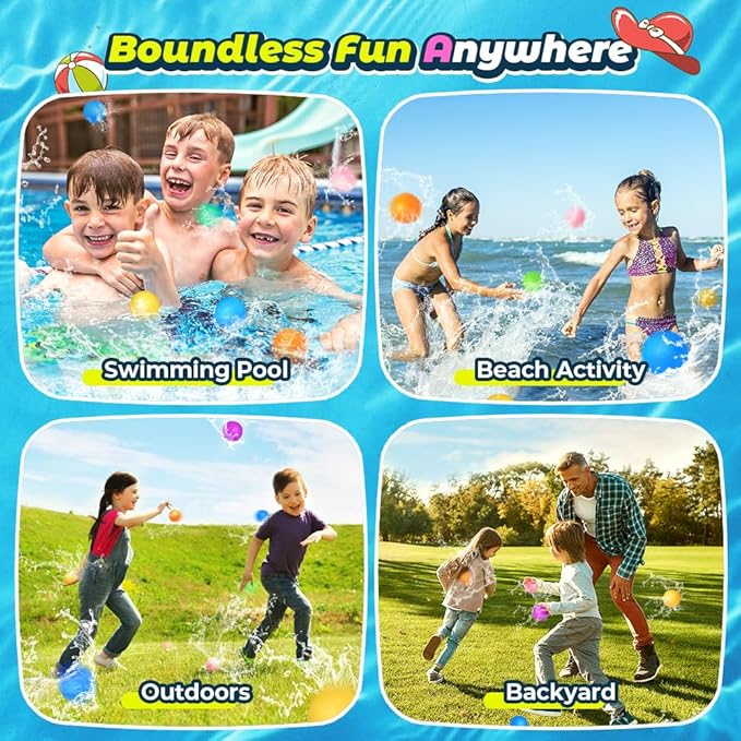20Pcs Reusable Water Balloons, Summer Water Toys, Magnetic Water Ball for Outdoor Games, Pool Toy, Beach Toys for Kids