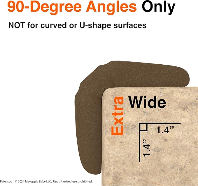 Roving Cove PreFit (Broad) Fireplace Edge Corner Protector (Extra Wide 9ft Edge 2 Corners), Baby Proofing Bumper Guards, Coffee Brown, Pre-Taped, for Straight Surfaces - New & Improved