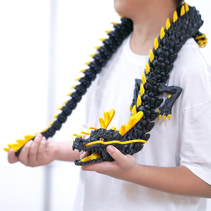 47.5inch Large 3D Printed Dragon,Flexible Joint Animal lacertid Figurines, Home Office Decor,Fidget Toy for Adults Teens Boy Festival Gifts,Easter Basket Stuffers,Executive Desk Toy