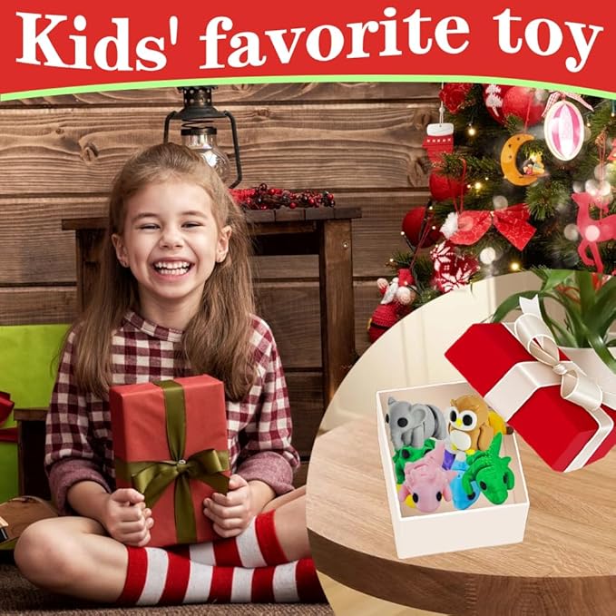 11 pcs Animal Figurines, 3D Printed Animal Figurines Set, Articulated, Party Favors, Pocket Fidget Toys Bulk, Goodie Bag Stuffers, Gifts for Boys Girls Toddlers, Office Desk Pets, Classroom rewards