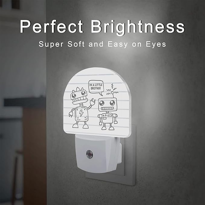 Cartoon Dinosaur Robots Night Light Plug into Wall, Cute Robot Dusk to Dawn Night Light Plug in,0.5w Energy Saving Sleep Friendly NightLight for Kids Boys Girls Home Decor