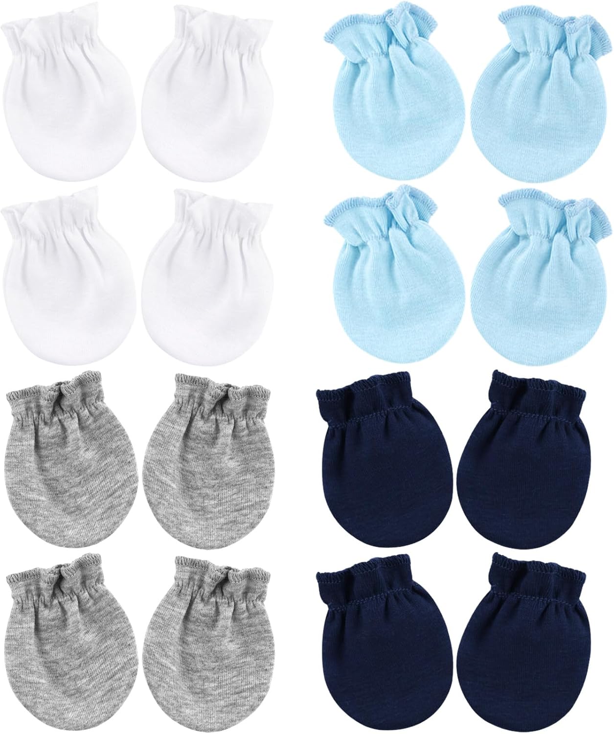 BQUBO Newborn Infant Toddler Mittens No Scratch Cotton Elastic Wrist Gloves Hypoallergenic for 0-6 Months Baby Boys Girls