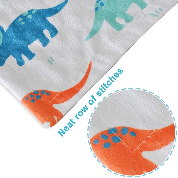 HOMRITAR Baby Blanket for Kids Super Soft Minky Blanket with Dotted Backing, Dinosaurs Multicolor Printed for Toddlers Nursery 30 x 40 inch (75 x 100 cm)