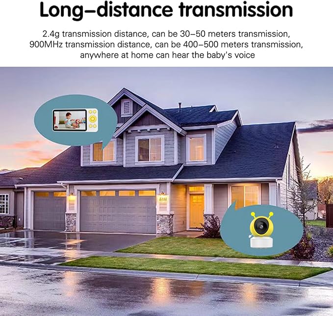 Baby Monitor Wifi Smartphone with App and Screen, 5" Video Baby Monitor with Camera and Audio, Long Range Night Vision, 2-Way Audio, Portable Cry Motion Detection for Home, Temper Humidity Sensor