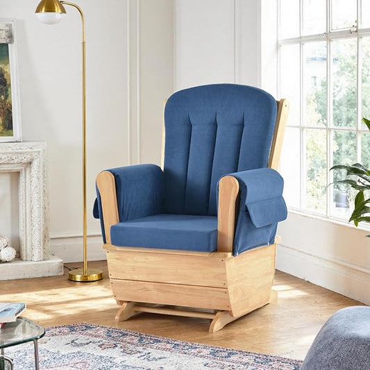 SafeRocker Standard Glider Rocker - Baby Feeding and Rocking Chair for Nursery, Daycare Environment - Cut Pile Nursery Rocking Chairs with 280lbs Weight Capacity, Blue