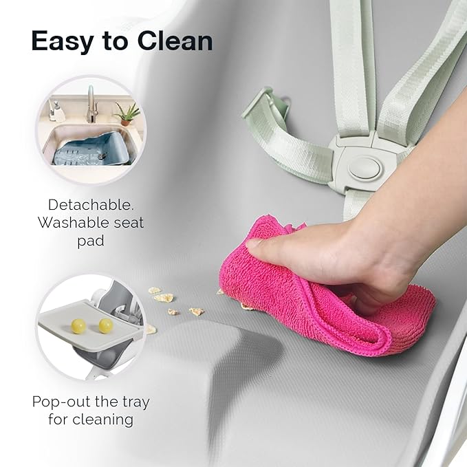 ORIBEL Cocoon Z High Chair & Baby Lounger | Perfect High Chair for Toddlers/Newborns | Glides Easily on All Surfaces | Secure Locks | Convertible Chair for Napping & Feeding (Ice Grey)