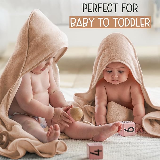 Organic Cotton Plush Woven Hooded Baby Towels, 31x31 Inches, Plush Bath Towels with Hood for Newborns and Kids, Girls & Boys (Blush, 31.4" L x 31.4" W)