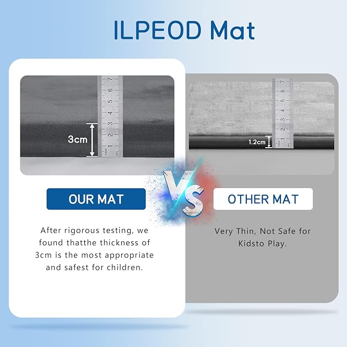 Baby Play Mat for Floor Tummy Time Mat Nursery Muscle Area Rug Playroom Rug Tatami 59"*59" Memory Foam 1.3" Thick Crawling For Babies,Toddlers, Infants, Kids,Floor(Grey)