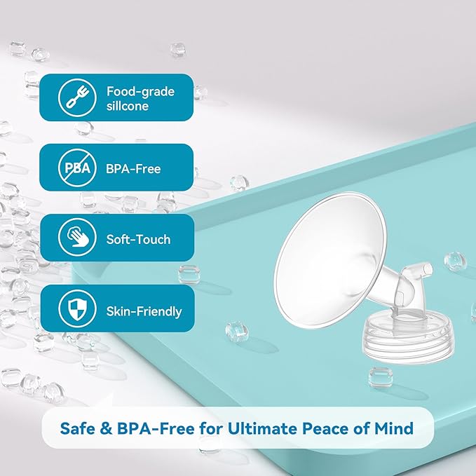 4PCS 18mm Breast Pump Flanges, Compatible with Spectra S1/S2/9Plus/Synergy Gold, Motif Luna, Wide-Mouth Bottle Fit, Breast Pump Accessories