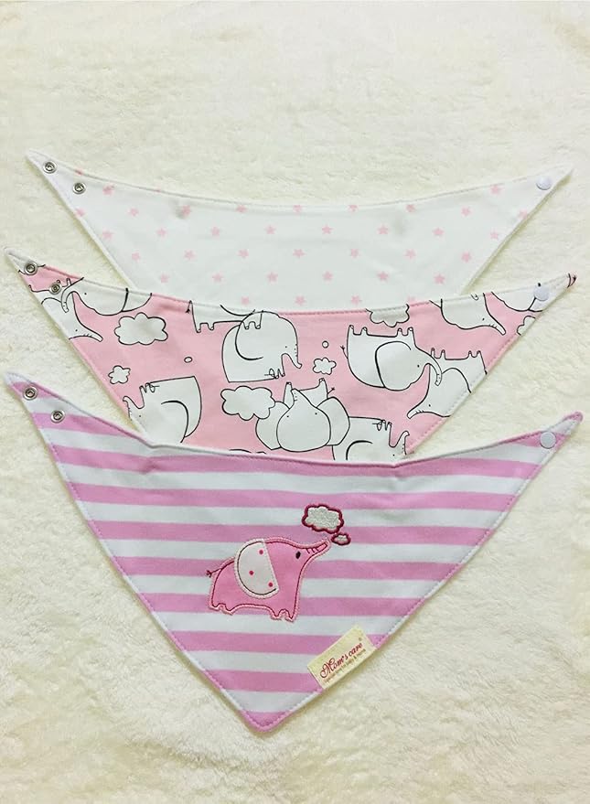 Baby Dribble Bib, Toddler Bandana Bib 3 Packs Super Absorbent Cotton Feeding Bibs