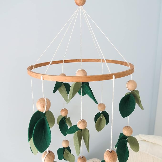 Green Leaf Crib Mobile, Forest Crib Mobile for Boys & Girls, Forest Baby Mobile for Crib, Woodland Mobile for Crib