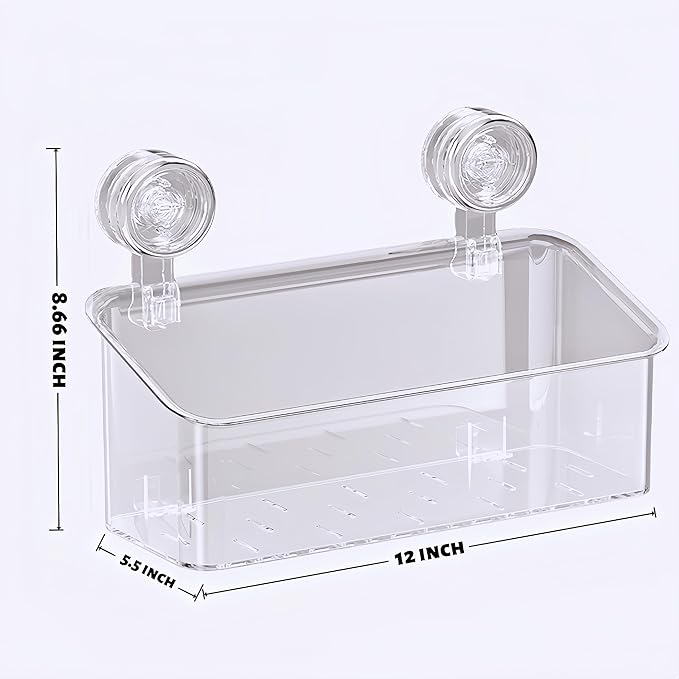 Clear Bath Toy Storage With Suction Cup,Large Bath Toy Holder,Reusable Bath Toy Organizer,Suction Cup Shower Caddy,Remove Without Adhesive