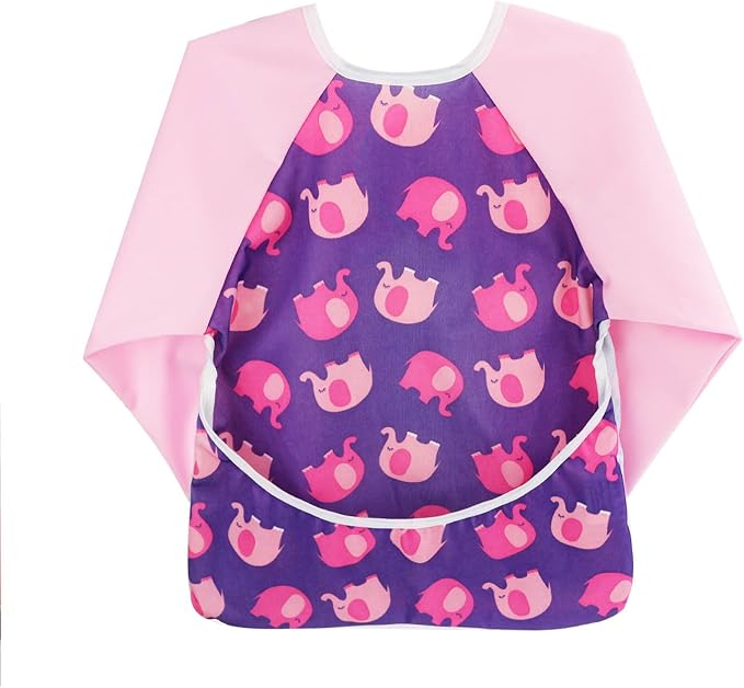 Infant Toddler Baby Waterproof Sleeved Bib, Bib with Sleeves&Pocket, 6-24 Months