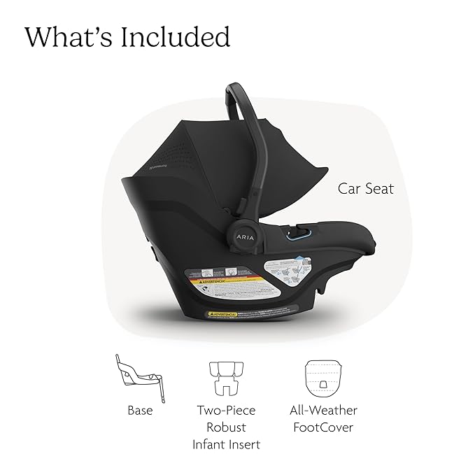 UPPAbaby Aria V2 Lightweight Infant Car Seat - Just Under 6 lbs - Base with Load Leg + Infant Insert + All-Weather FootCover Included - Direct Stroller Attachment - Jake (Charcoal/Black Leather)