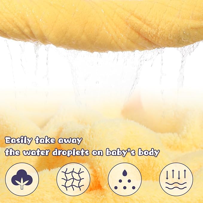 Extra Large Baby Bath Towels Hooded, 50 x 32 Inch Large Toddler Towel with Hood Set, Animal Face Hooded for Kids Boy&Girl, Yellow Tiger & Green Dinosaur