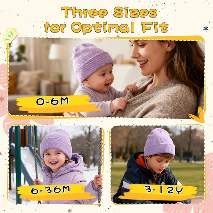 ZOORON Toddler Beanie Baby Kids Beanies Warm Winter Hat Knit Skull Cap for Boys & Girls Soft Children Infant Hat