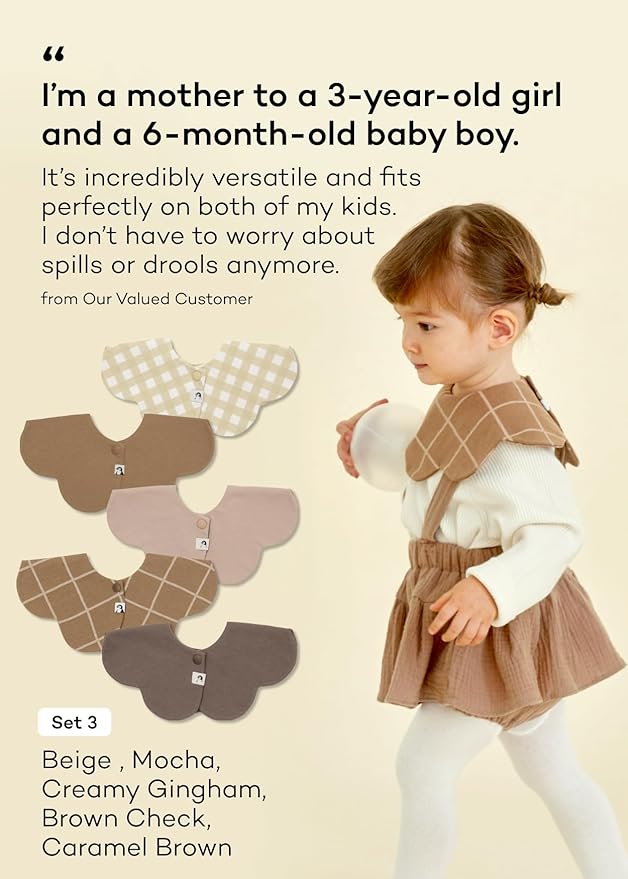 Konny Baby Bibs Set, 360 ° Rotate, Soft and Absorbent Bandana Drooling for Boys Girls baby Essentials