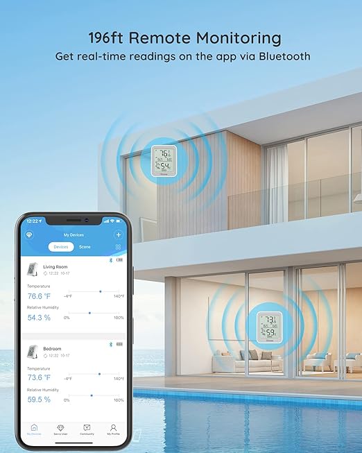 Govee Indoor Hygrometer Thermometer 2 Pack, Humidity Temperature Gauge with Large LCD Display, Notification Alert with Max Min Records, 2 Years Data Storage Export for Room Greenhouse, Grey