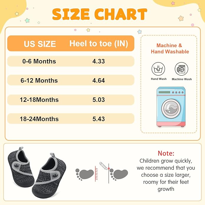 FEETCITY Baby First Walking Shoes Wide Baby Shoes Infant Sneakers Newborn Crib Shoe Barefoot Lightweight Slip On Shoe