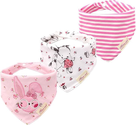 JN&LULU 3 Pack Newborn Baby Bibs Bandana Drool Bibs for Drooling Cotton Baby Gifts