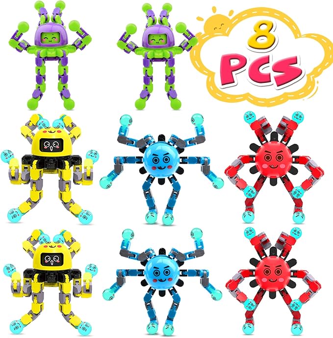 Transformable Fidget Spinner Toys for Kids and Adults,8 PCS Finger Sensory Toy for Boys Girls Autism ADHD Relief,Gifts for Chrismas Birthdays Party Favors for Teens Travel Stocking Stuffers