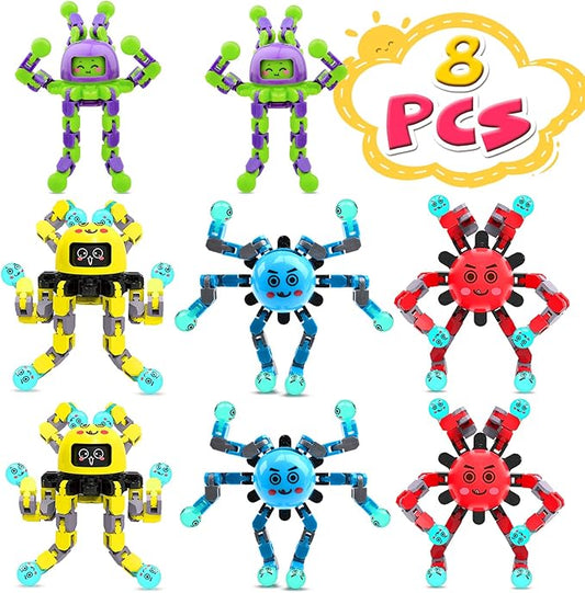 Transformable Fidget Spinner Toys for Kids and Adults,8 PCS Finger Sensory Toy for Boys Girls Autism ADHD Relief,Gifts for Chrismas Birthdays Party Favors for Teens Travel Stocking Stuffers