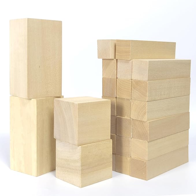 24PCS Basswood Carving Blocks with 3 Sizes，Whittling Wood Carving Kit,Soft Basswood for Carving(4"x1"x1",4"x2"x2",2"x2"x2")